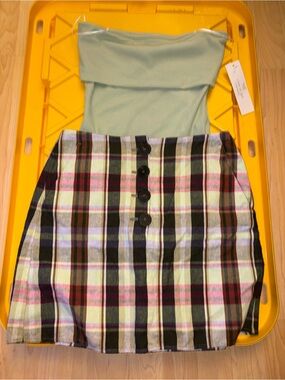 MNG Plaid Button-Front Mini Skirt + bodysuit bundle